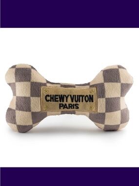 Chewy Vuiton Paris Checkered Plush Dog Toy Damier